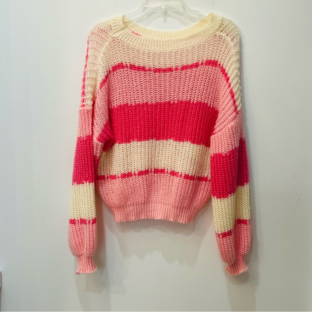 Shein pink white stripe sweater size small oversized